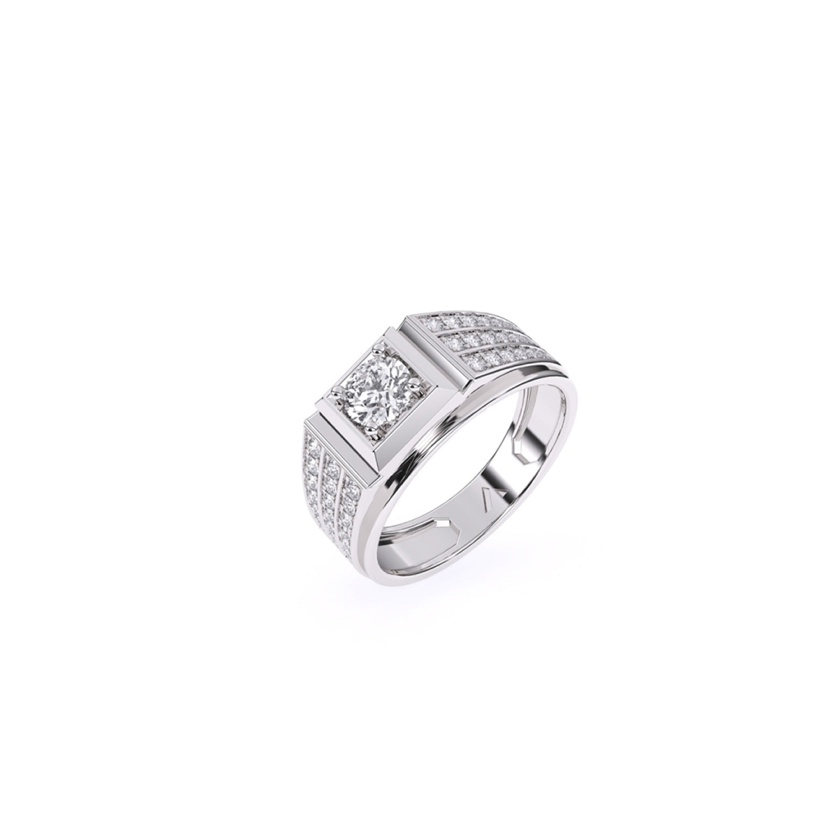 Stylish Three Row Cluster Round Lab Grown Ring